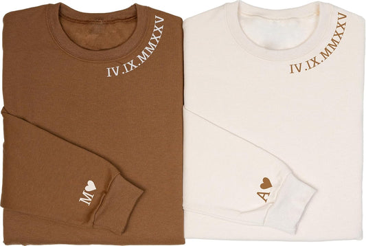 Personalized Roman Numeral Couple Sweaters by Merrvey