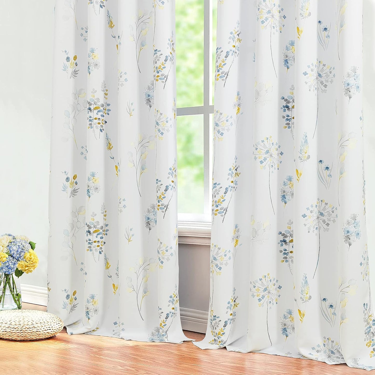 Mustard Yellow and Grey Curtains for Bedroom 63 Inch Length