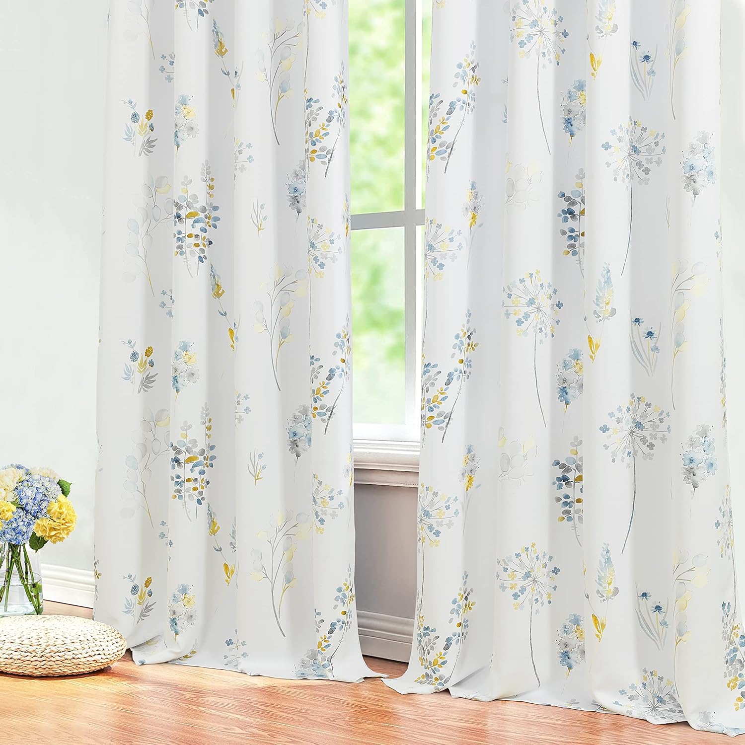 Mustard Yellow and Grey Curtains for Bedroom 63 Inch Length