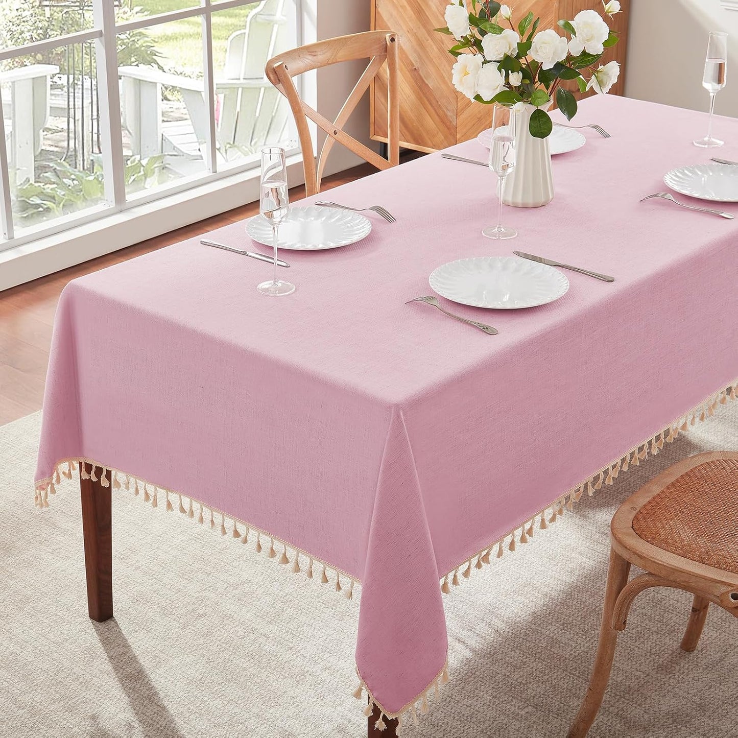 Alsoo Heavy Duty Cotton Linen Tablecloth for Elegant Dining