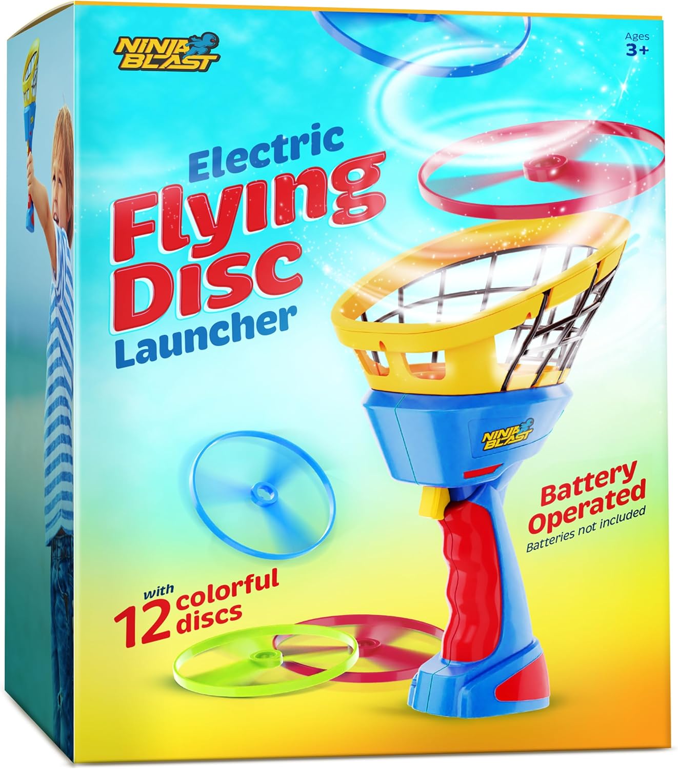 Ninja Blast Outdoor Flying Disc Launcher - Fun Birthday Gift for Boys 4-8 - Backyard Toy Activities