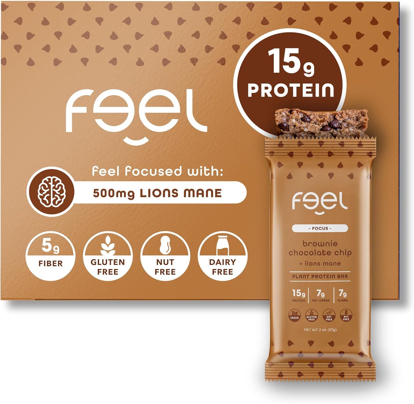Feel Vegan Protein Bars: Brownie Chocolate Chip Keto Snack