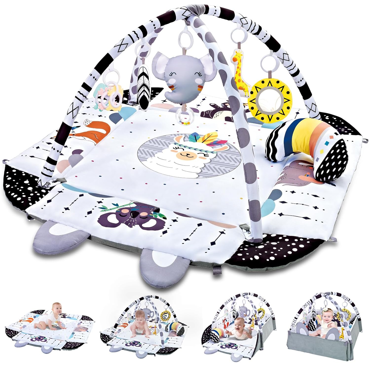 Washable 8-in-1 Baby Gym Play Mat for Motor Skills