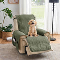 Green Quilted Recliner Covers - Water-Repellent Olive Slipcover