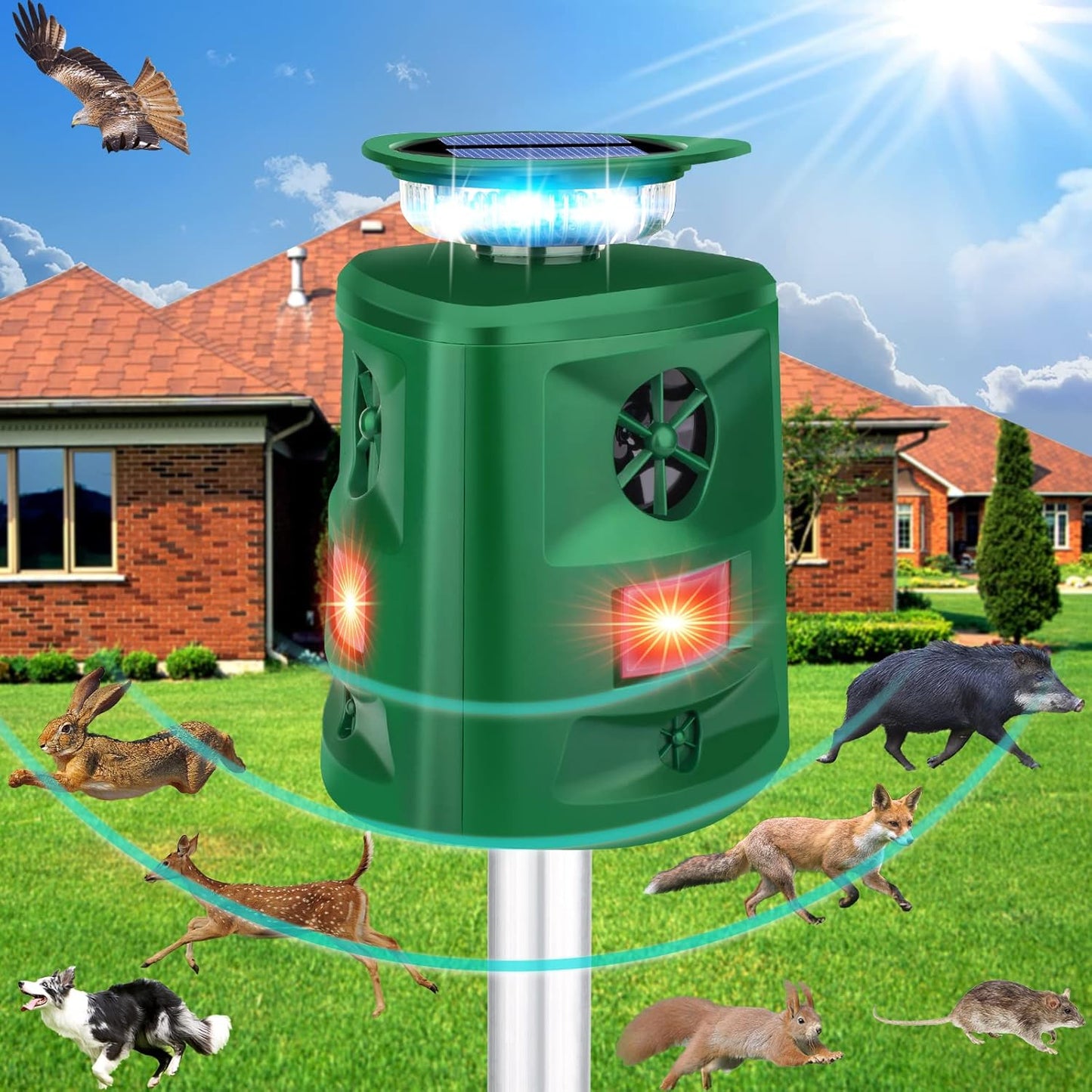 Ultrasonic Animal Repeller with Solar Power & Motion Sensor