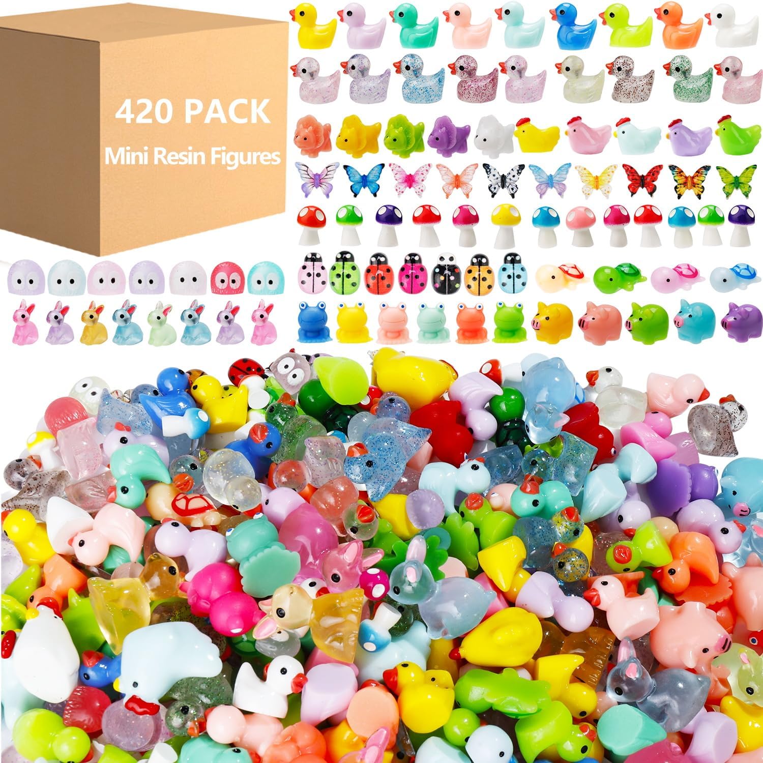 420 Pcs Mini Resin Animals for Fairy Garden and Crafts Decor