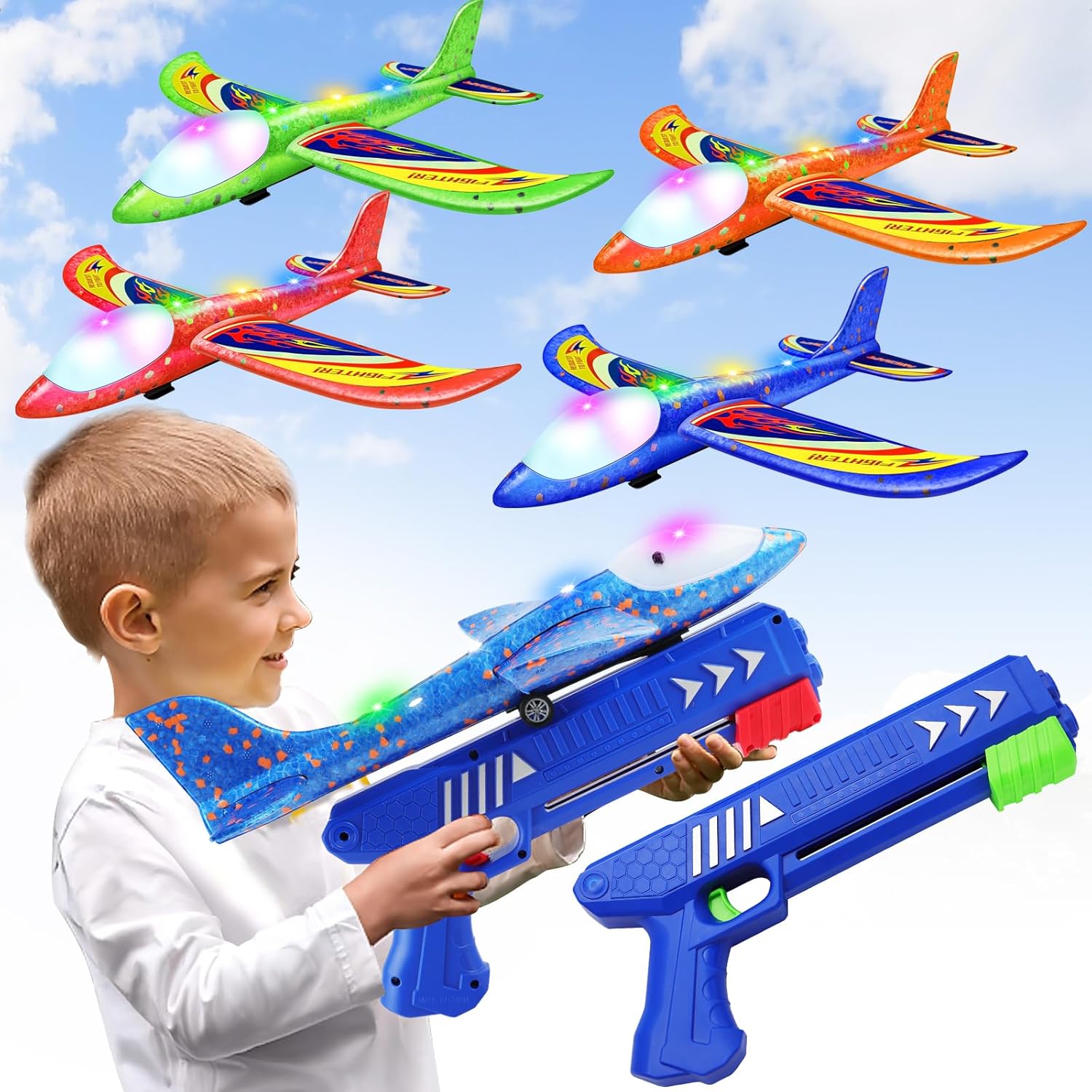 4 Pack Airplane Launcher Toys for Outdoor Fun and Learning