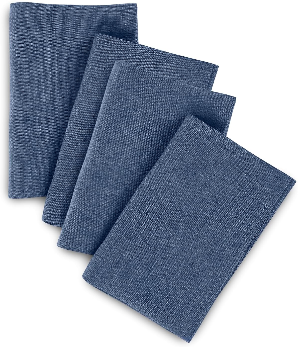 Pure Linen Blue Denim Dinner Napkins Set of 4 for Stylish Tables