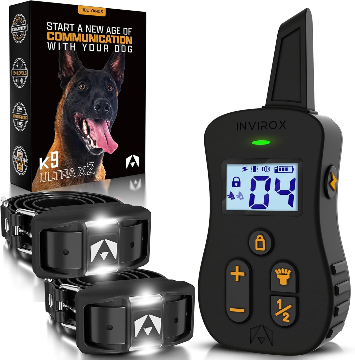 INVIROX Dog Shock Collar with 124 Training Levels and Modes