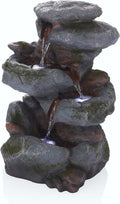 22ftH Outdoor 3-Tier Rock Waterfall Fountain with LED Lights - Natural