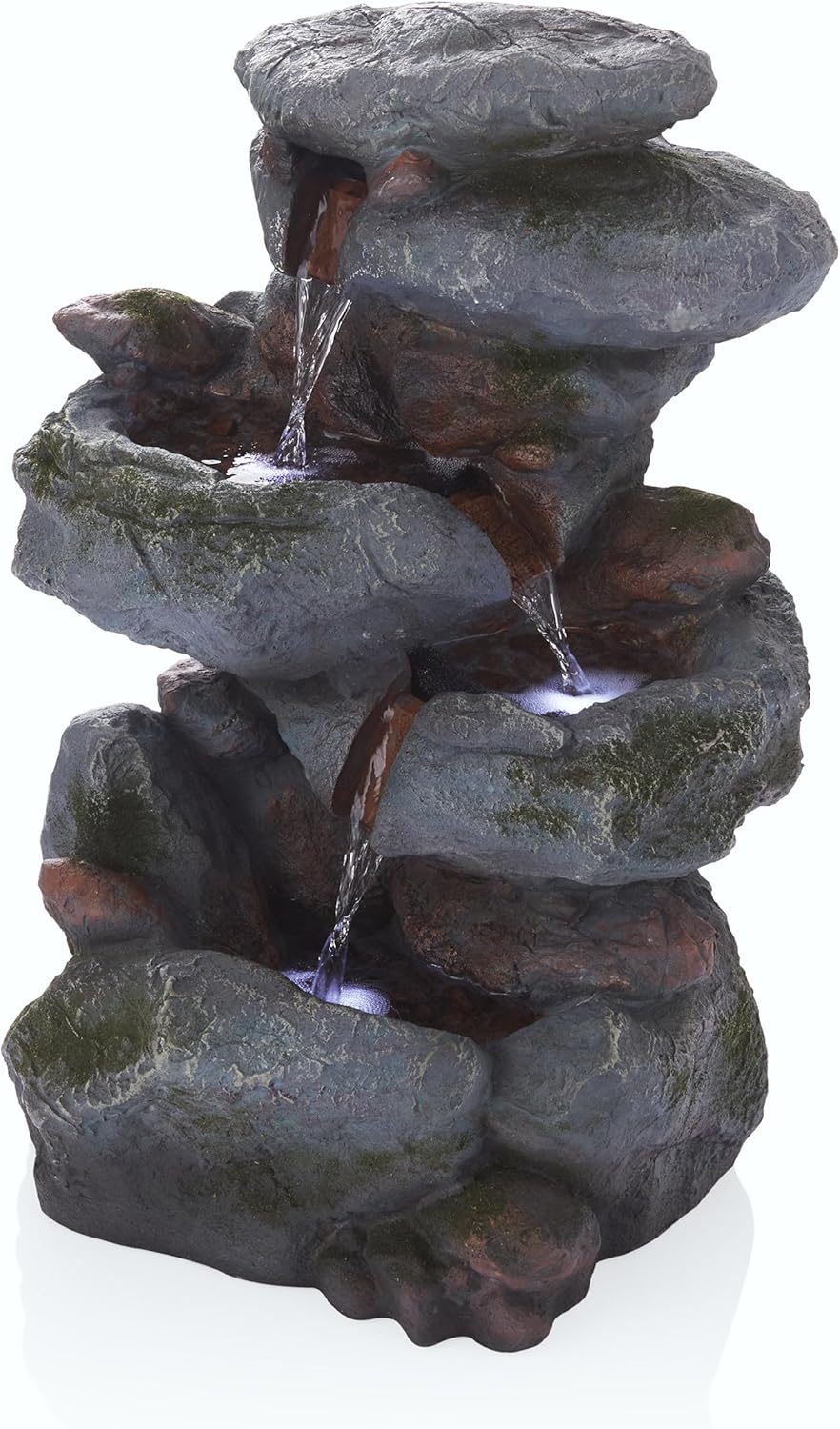 Alpine 22H Outdoor 3-Tier Rock Waterfall Fountain with LED Lights