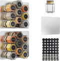 Set of 18 Magnetic Glass Spice Tins with Labels - Space-Saving Wall