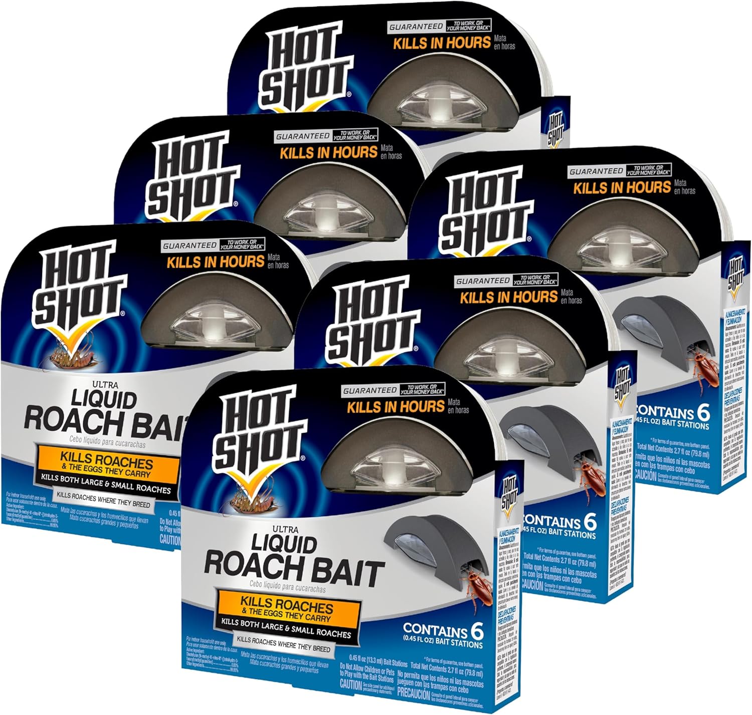 Hot Shot Ultra Liquid Roach Bait 6 Count for Quick Roach Control