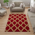 Trellis Area Rug 5 ft x 6 ft 6 in Red - Durable Non Slip Indoor Rug