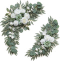 Sage Green & White Wedding Flower Swag Set - Reusable Decorative Pair
