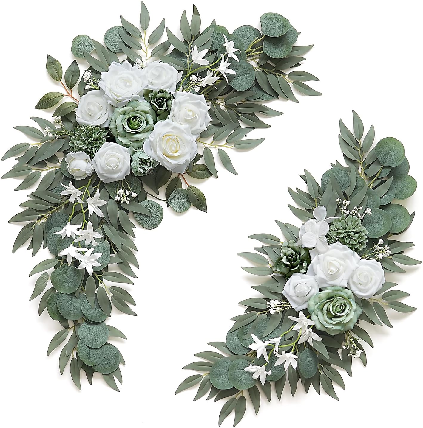 Sage Green & White Wedding Flower Swag Set for Elegant Decor