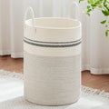 Large Laundry Hamper Tall Woven Rope Storage Basket - 100L Stripe