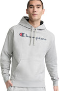 Champion Men's Fleece Script Logo Hoodie - Warm, Low-Pill Comfort Big