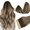 Tape in Human Hair Extensions Remy Balayage Chocolate Brown to Honey