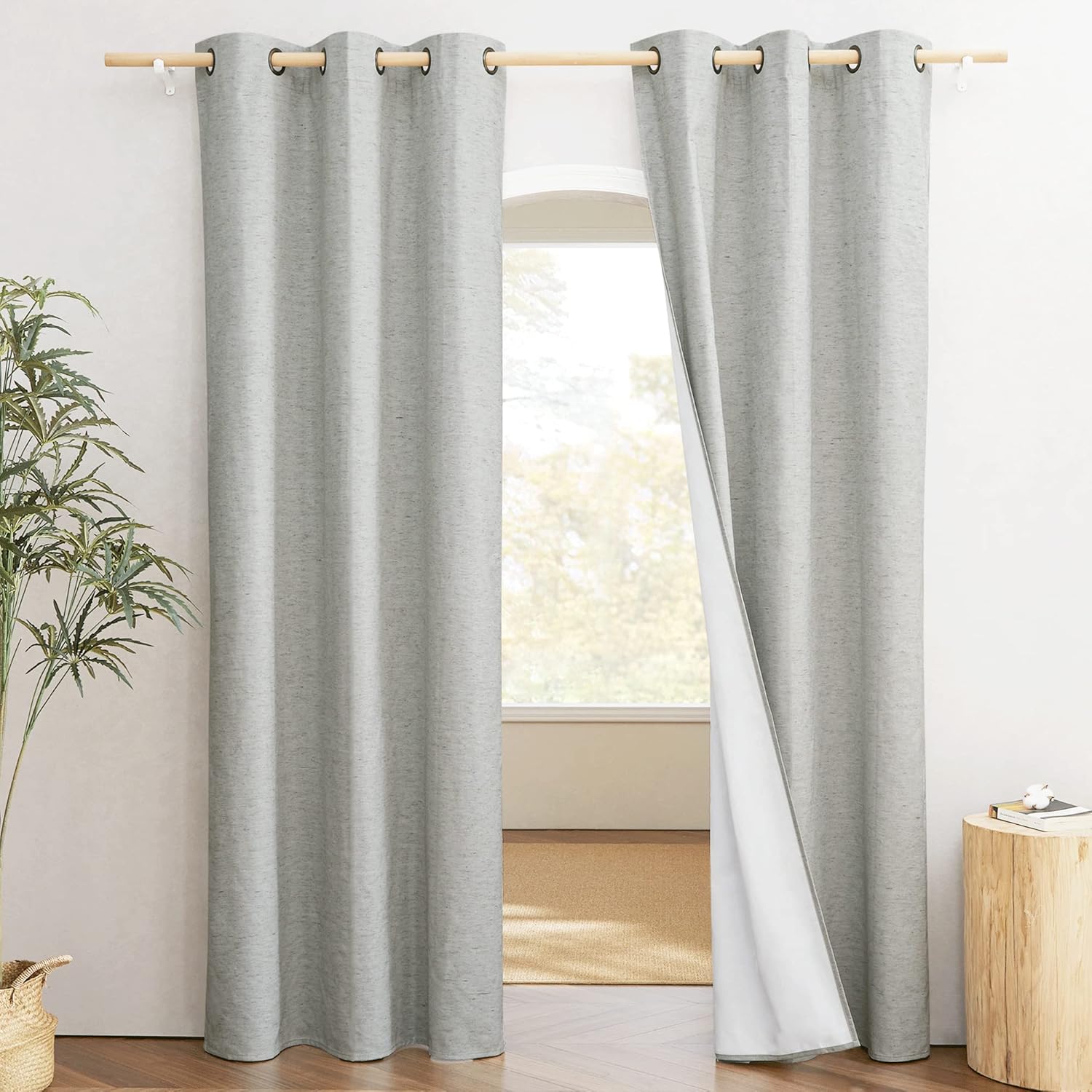NICETOWN Grey Noise and Lights Block Out Curtains for Comfort