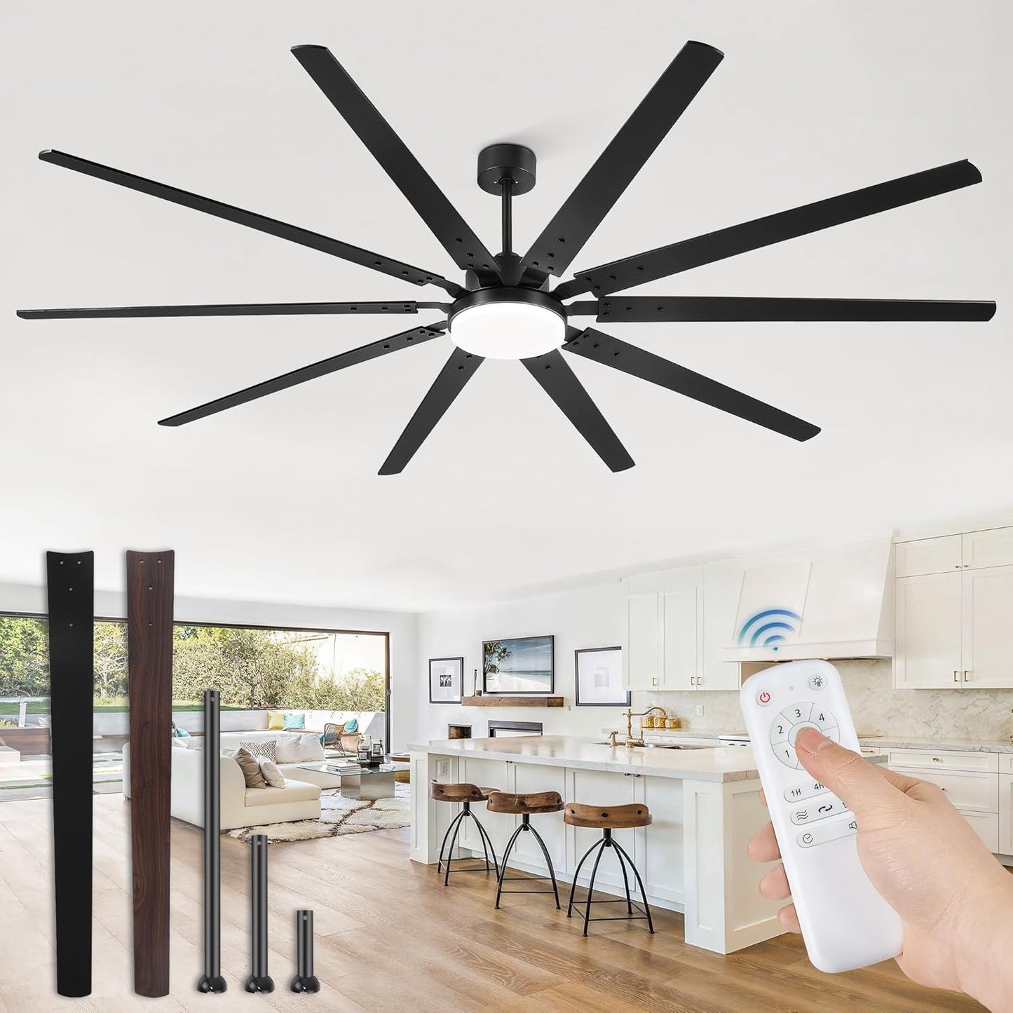 100 Inch Industrial Ceiling Fan with Lights for Large Spaces
