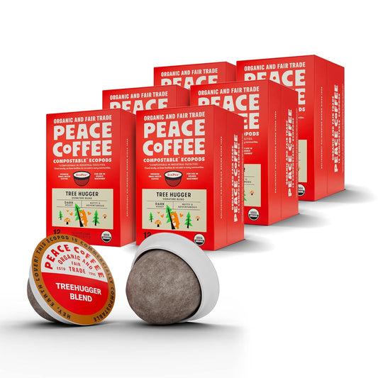 Peace Coffee Tree Hugger Coffee Pods - Organic Dark Roast Delight