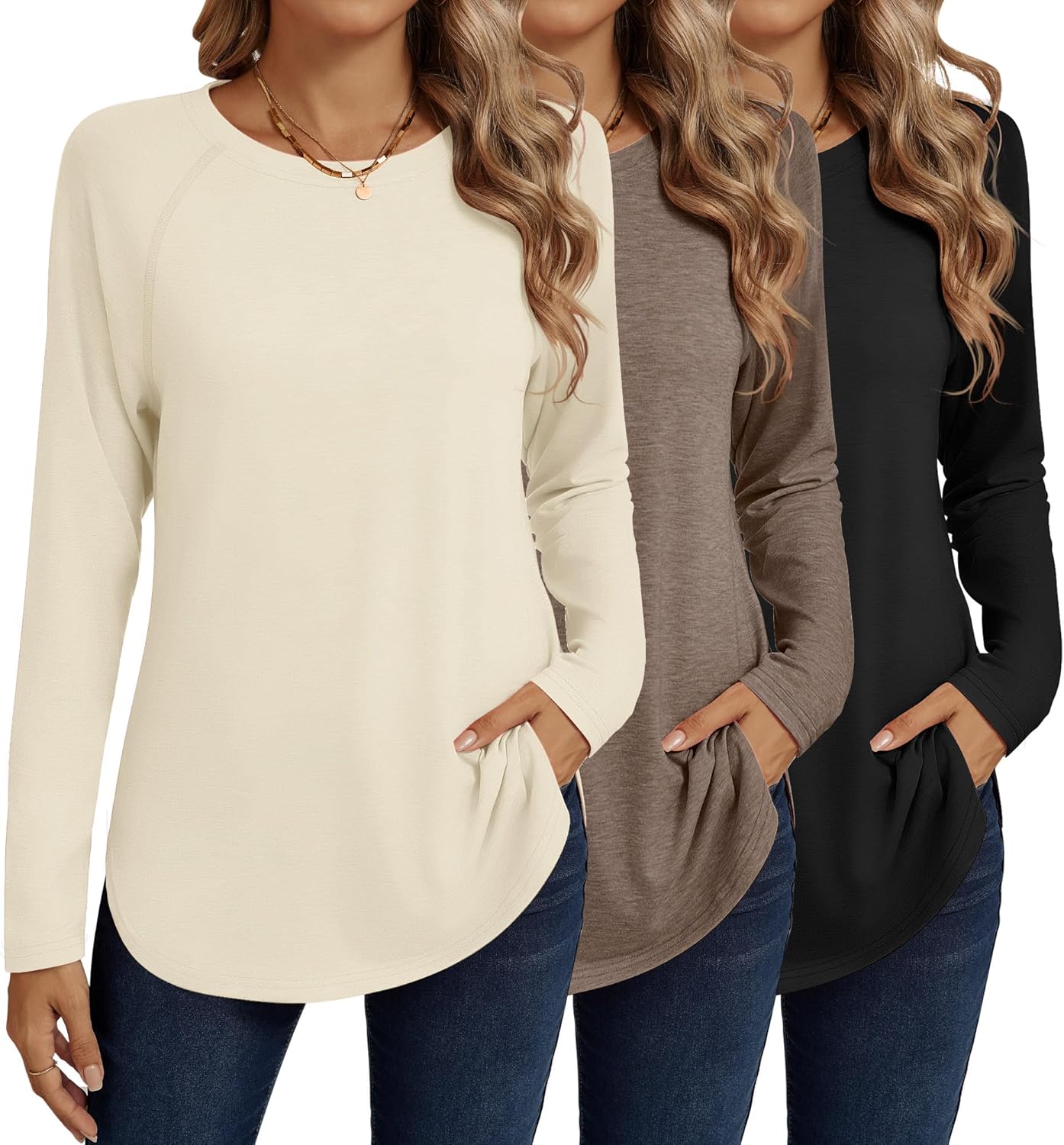 Ficerd Women's Long Sleeve T-Shirts for Casual Elegance