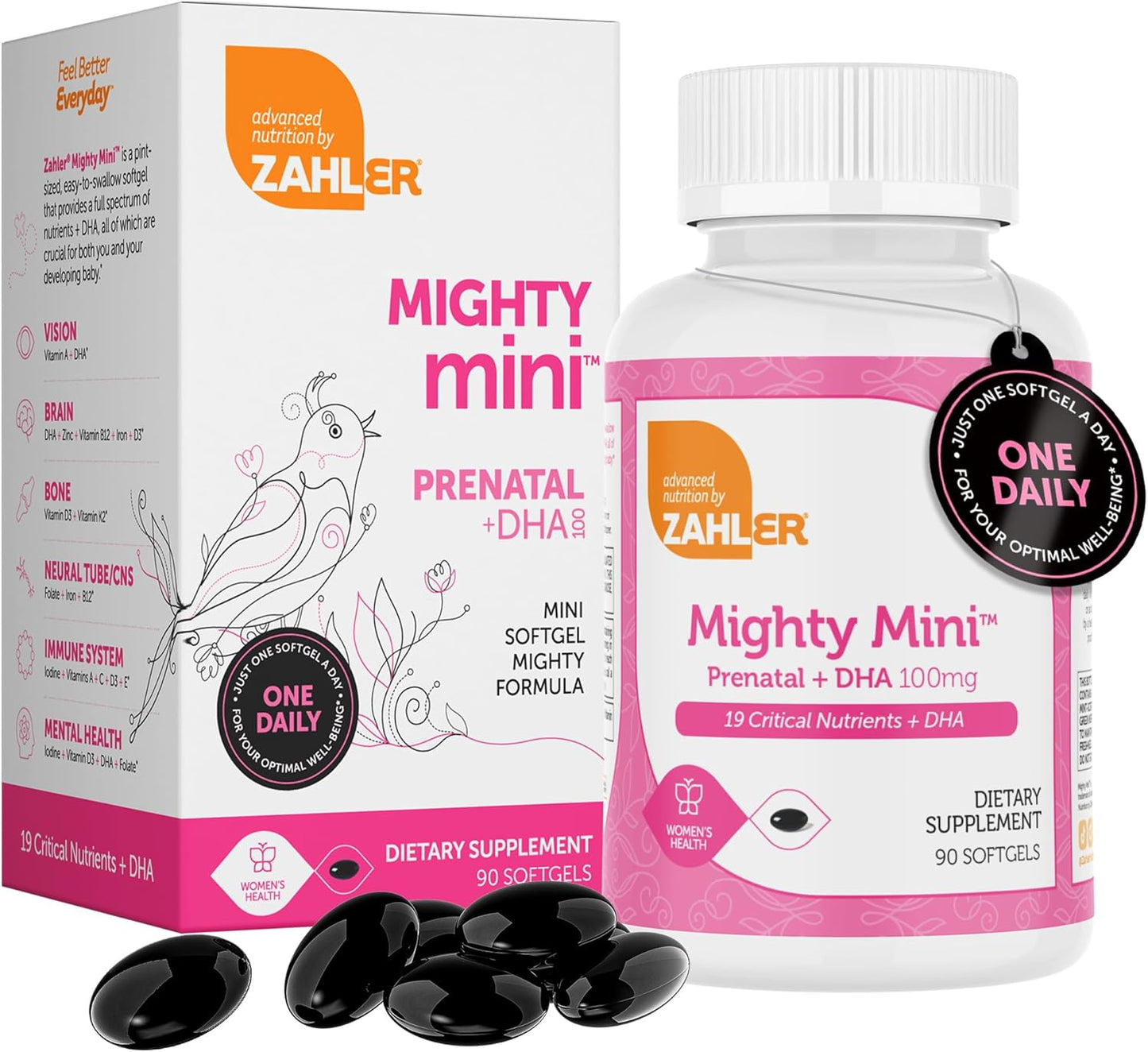 Zahler Mighty Mini Prenatal Vitamins with DHA & Folate for Moms