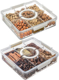 2 Pieces Divided Trays with Lids and Handles - Portable Snack