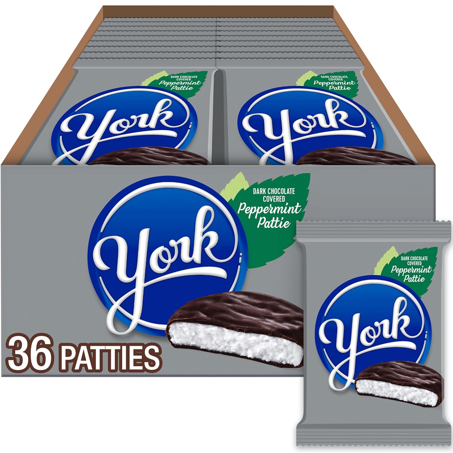 YORK Dark Chocolate Peppermint Patties Candy Packs, 36 Count