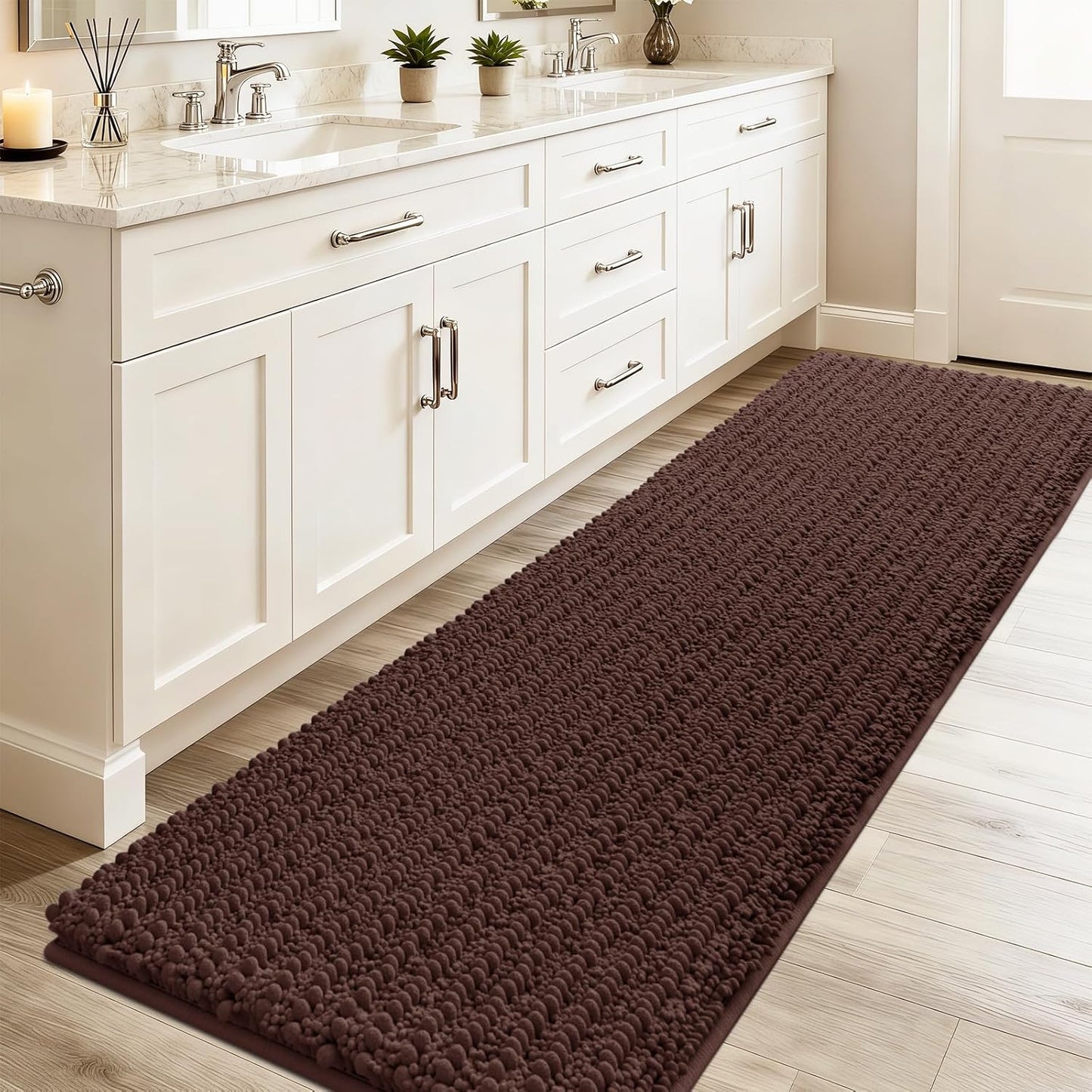 Luxury Extra Long Brown Bathroom Rug Mat for Ultimate Comfort