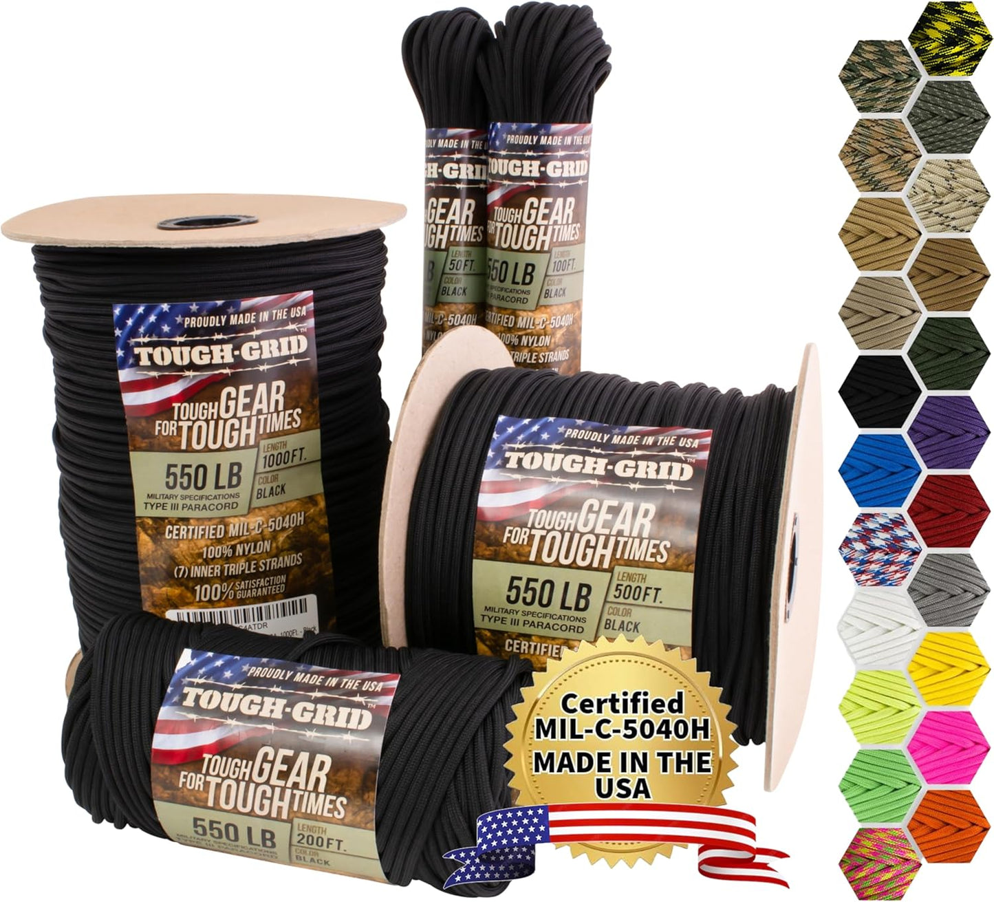 TOUGH-GRID Paracord Rope 550 lbs for Survival and Camping