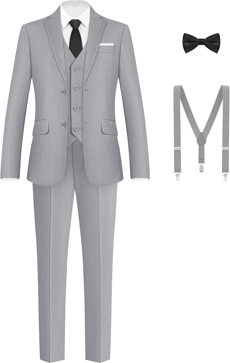 Boys Formal Suits Set with Suspenders for All Occasions