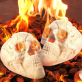 Fire Pit Skulls 2 Pack 8.7 in Ceramic Fireproof Skull Accents - Spooky
