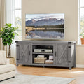 Modern Farmhouse TV Stand with Two Barn Doors and Storage - Fits 65