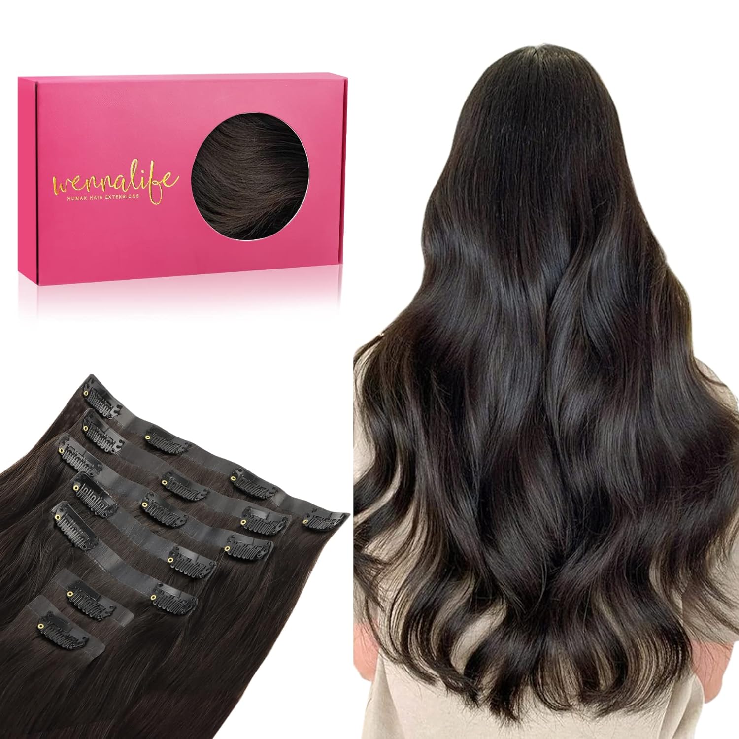 WENNALIFE Seamless Clip In Hair Extensions for Natural Look