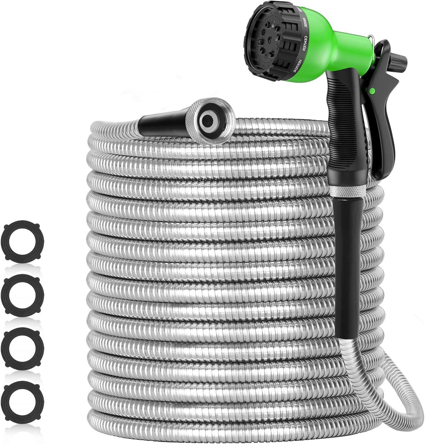 75ft Stainless Steel Garden Hose - Heavy Duty Flexible Water Pipe