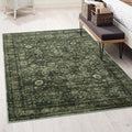 Morebes Washable Dark Green Area Rug 6x9 - Vintage Boho Living Room