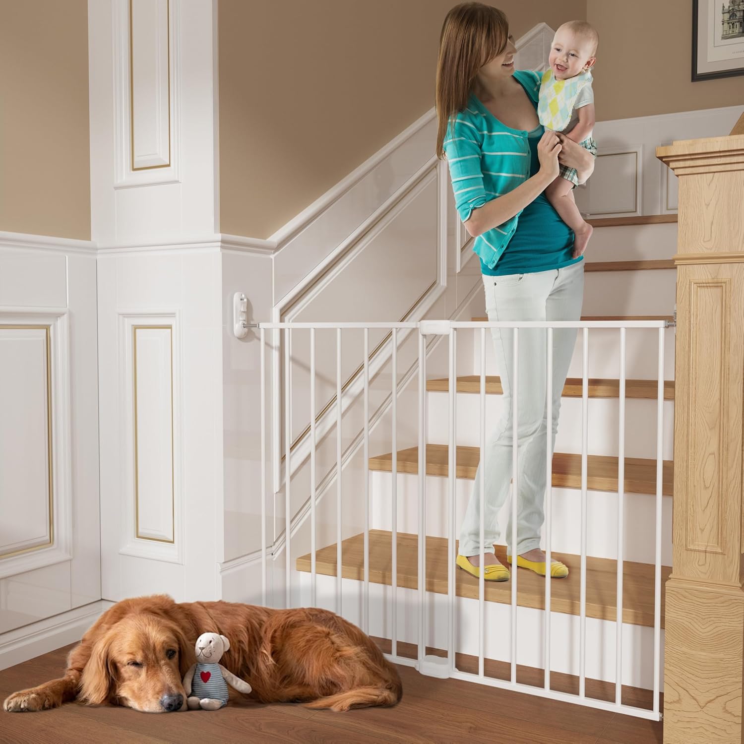 Adjustable Baby Safety Swing Gate for Stairs and Doorways