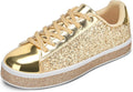 Women's Glitter Tennis Sneakers Neon Rose Gold Sparkly Bridal Shoes
