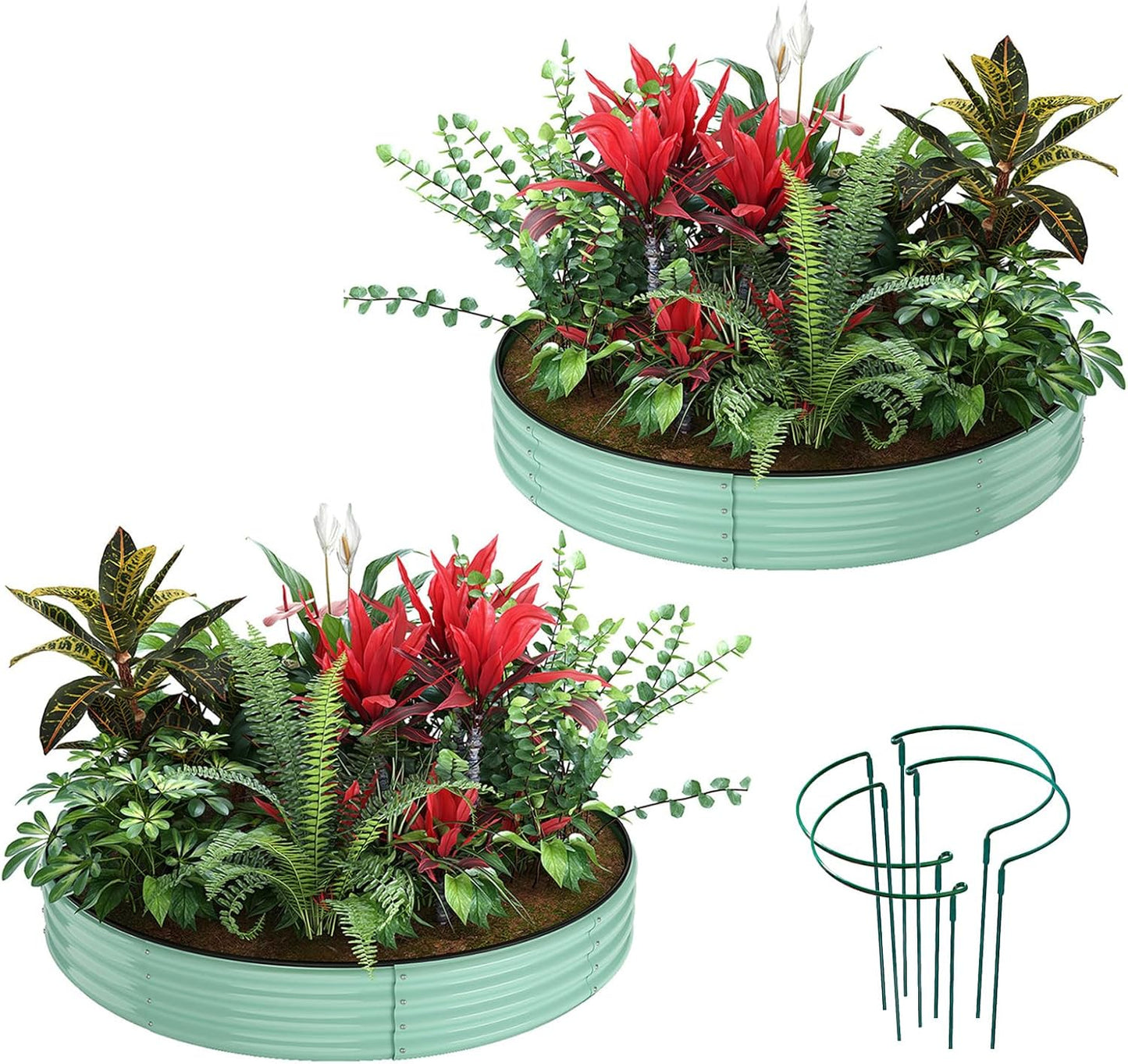 Galvanized Metal Planter Round Raised Garden Bed Kit for Outdoor Use