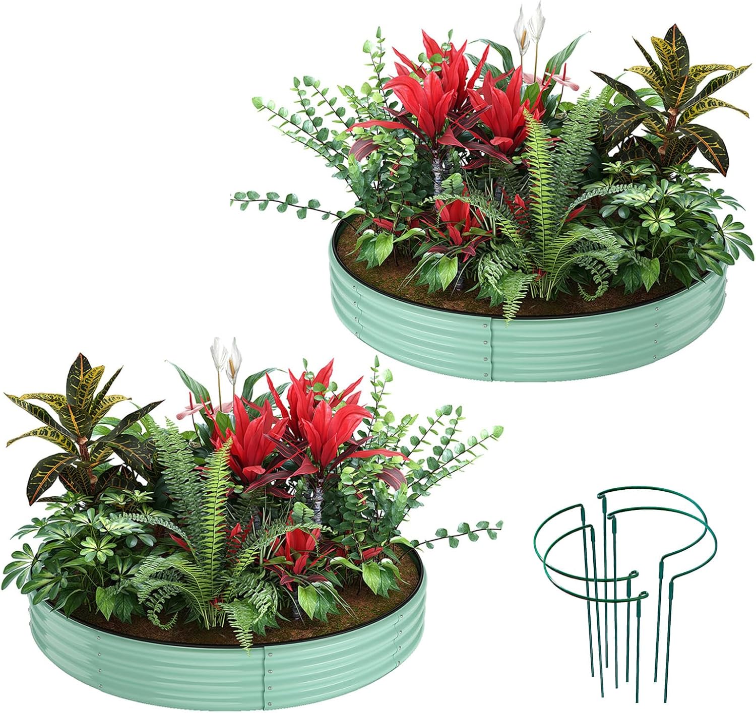 Galvanized Metal Planter Round Raised Garden Bed Kit for Outdoor Use