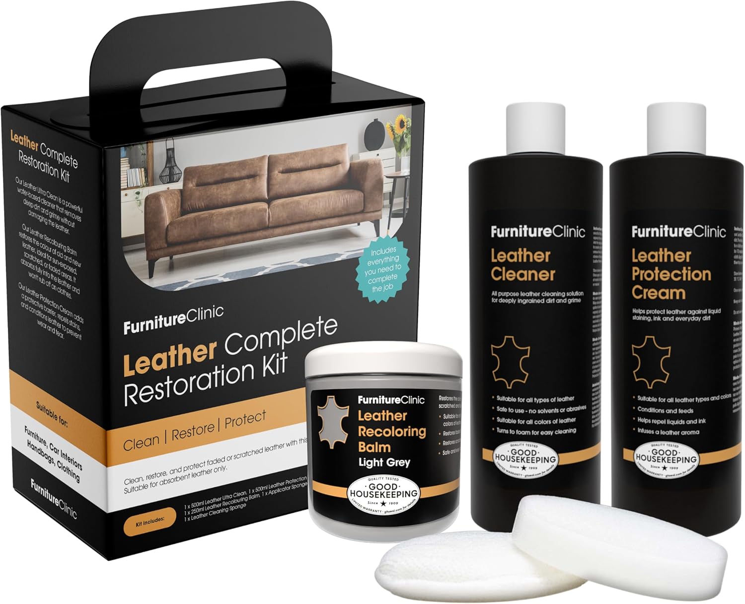 Leather Complete Restoration Kit for Furniture Repair and Care