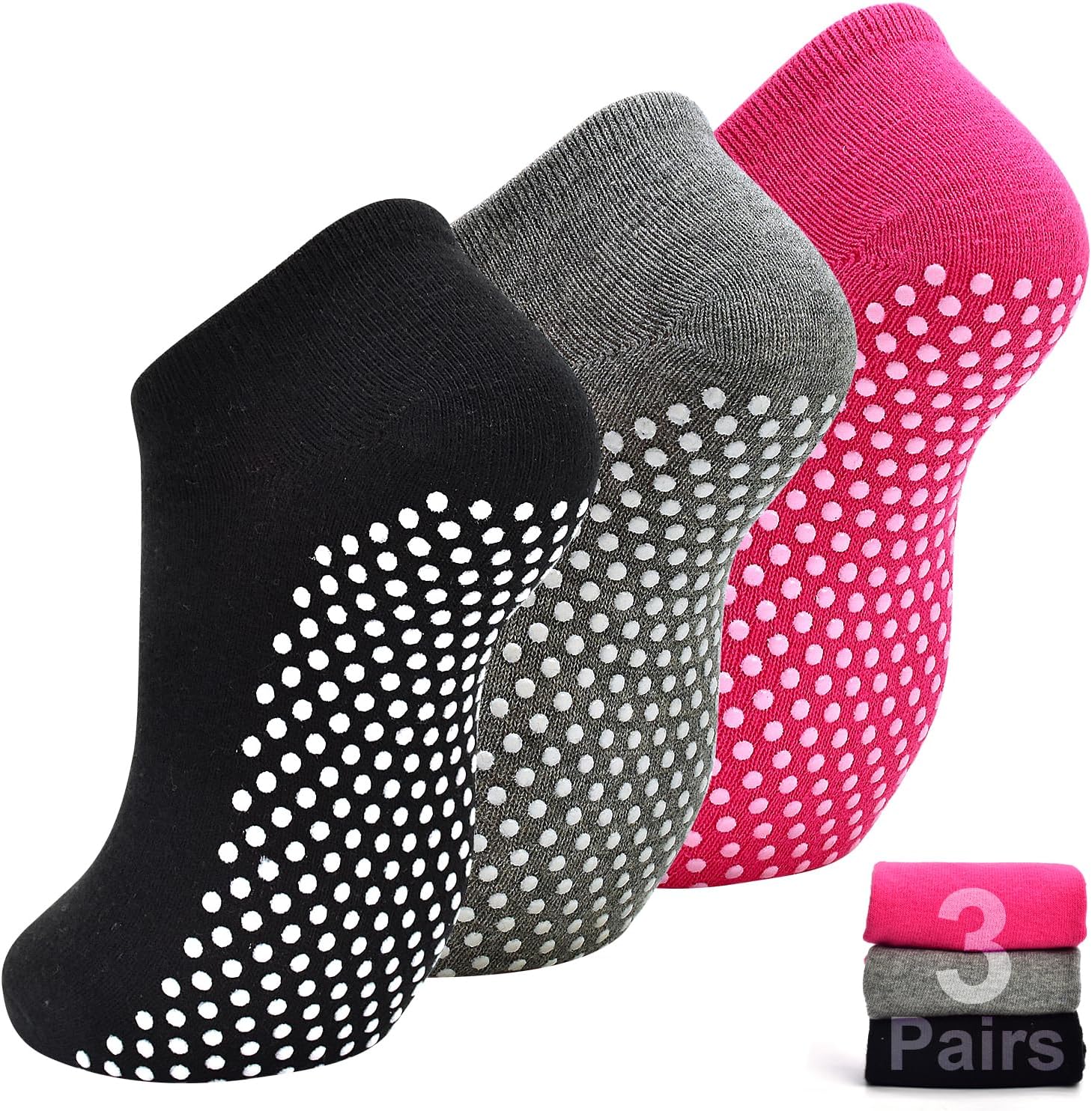Non-Slip Yoga Grip Socks | 3 Pairs for Women