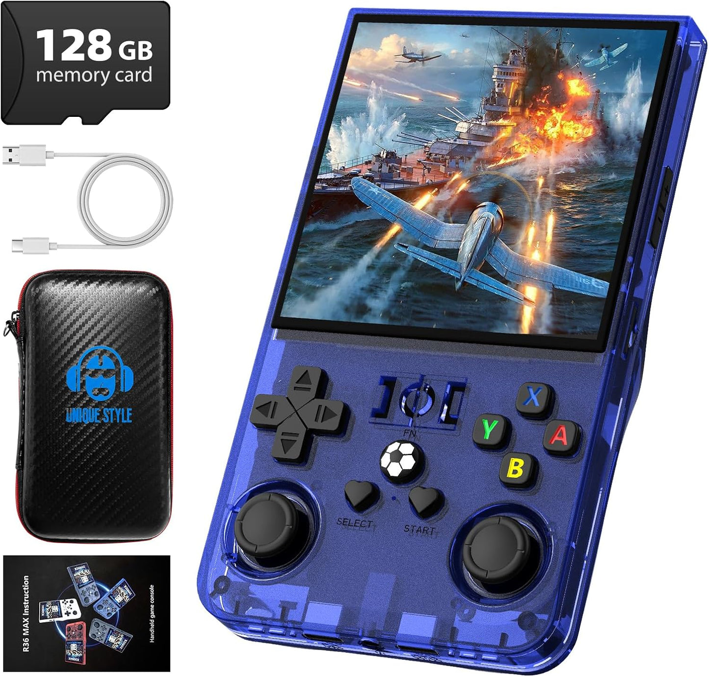R36MAX Retro Handheld Game Console with 720x720 IPS Screen