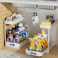 Under Sink Organizer 2 Tier Pull Out L-Shape - Fits Around Pipes