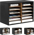 Mail Organizer Countertop 12 Slots Wooden Desk File Sorter in Rustic