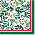 Holly Paper Napkins - Festive Cocktail Napkins for Christmas Party