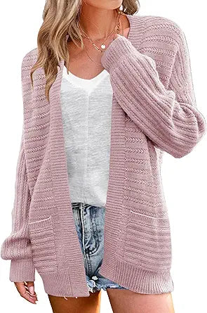 ZESICA Women's Fall Casual Long Sleeve Cable Knit Cardigan
