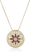 Filigree Mandala Garnet Pendant Necklace - Elegant Everyday Wear